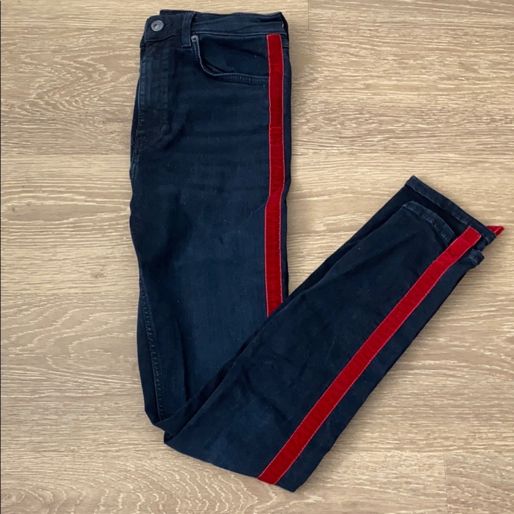 ZARA denim jeans with red stripe